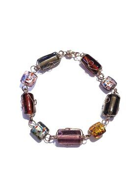 Dichroic glass wire-wrapped bracelet